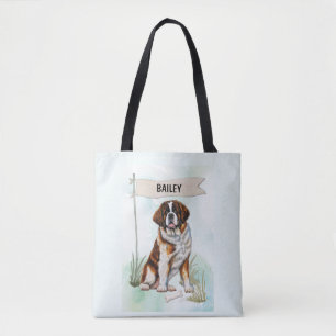 Personalisierter Hund Saint Bernard Aquarell Tasche