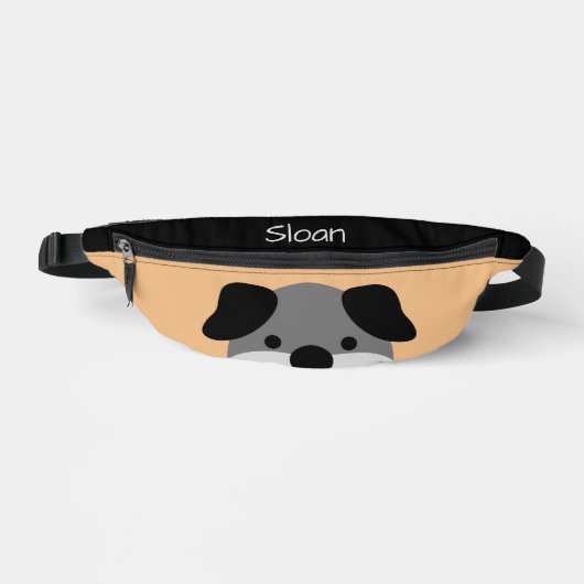 Personalisierter Hund, schwarz und weiß Bauchtasche (Vorderseite)