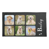 Personalisierter Hund über 6 Foto Monogramm Name Kissenbezug (Rückseite)
