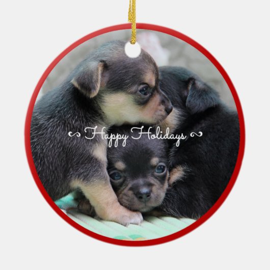 Personalisierter Hund Weihnachtsschmuck Ihr Foto (Hinten)