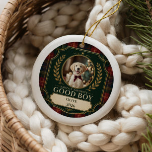 Personalisierter Hunde-Foto-Weihnachts-Schmuck Keramik Ornament