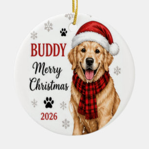 Personalisierter Hunde-Foto-Weihnachtsschmuck 2026 Keramik Ornament