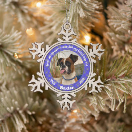 Personalisierter Hunde-Memorial Blue Paw-Ausdruck Schneeflocken Zinn-Ornament