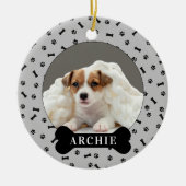 Personalisierter Hundeblock & Pawprint Foto Hausti Keramik Ornament (Vorne)