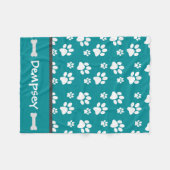 Personalisierter Hundeflocken Name und Knochen Fleecedecke (Vorderseite (Horizontal))