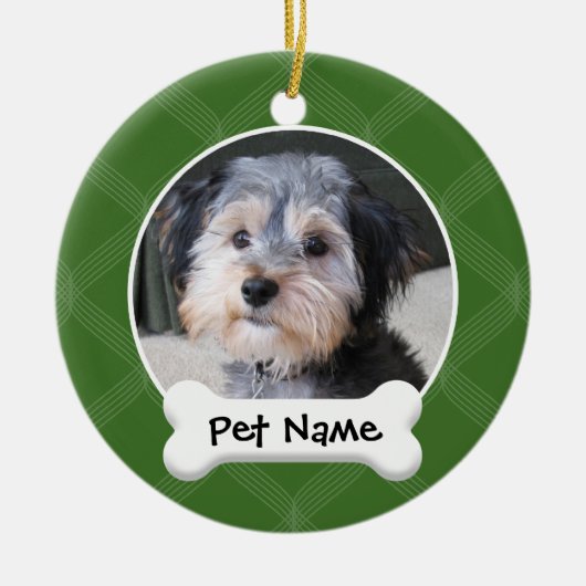 Personalisierter HundeFoto-Rahmen - EINSEITIG Keramikornament (Vorne)