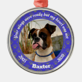 Personalisierter Hundegedanken Blue Paw Print Ornament Aus Metall