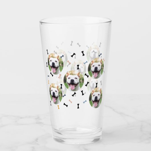 Personalisierter Hundehund Foto Collage Glass Cup Glas (Vorderseite)