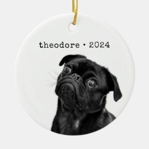 Personalisierter Hundehund Foto Name Sake Weihnach Keramik Ornament