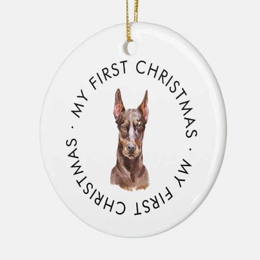 Personalisierter Hundename Doberman Mein erstes We Keramik Ornament (Links)