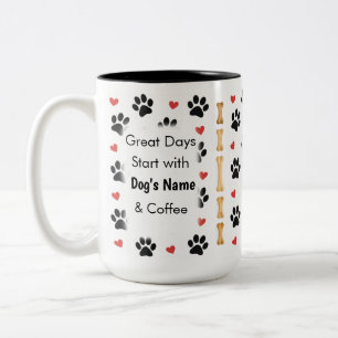 Personalisierter Hundename Foto-Tasse Geschenk Zweifarbige Tasse