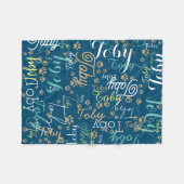 Personalisierter Hundename und Paare überall blau Fleecedecke (Vorderseite (Horizontal))