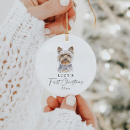 Personalisierter Hundename Yorkie Mein erstes Weih Keramik Ornament