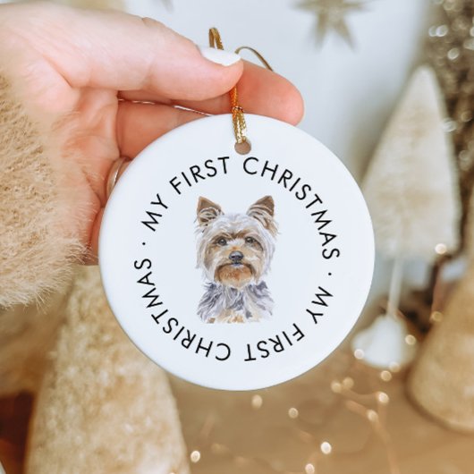 Personalisierter Hundename Yorkie Mein erstes Weih Keramik Ornament