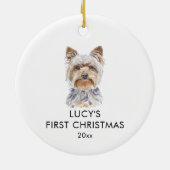 Personalisierter Hundename Yorkie Mein erstes Weih Keramik Ornament (Hinten)