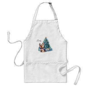 Personalisierter Hundename Yorkie mit Weihnachtsba Schürze