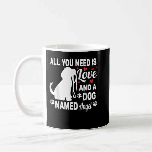 Personalisierter Hundenname Engel Niedlich Hunde Kaffeetasse (Links)