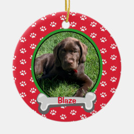 Personalisierter Hundepaw Foto-Pfosten Keramik Ornament
