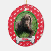 Personalisierter Hundepaw Foto-Pfosten Keramik Ornament (Links)