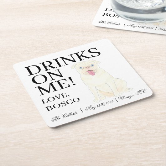 Personalisierter Hundeschlitten Rechteckiger Pappuntersetzer (angewinkelt)