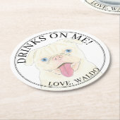 Personalisierter Hundeschlitten Runder Pappuntersetzer (Angewinkelt)