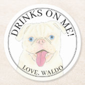 Personalisierter Hundeschlitten Runder Pappuntersetzer (Vorderseite)