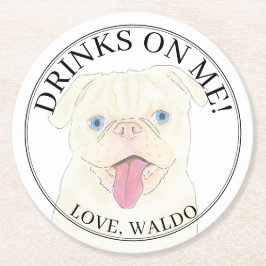 Personalisierter Hundeschlitten Runder Pappuntersetzer