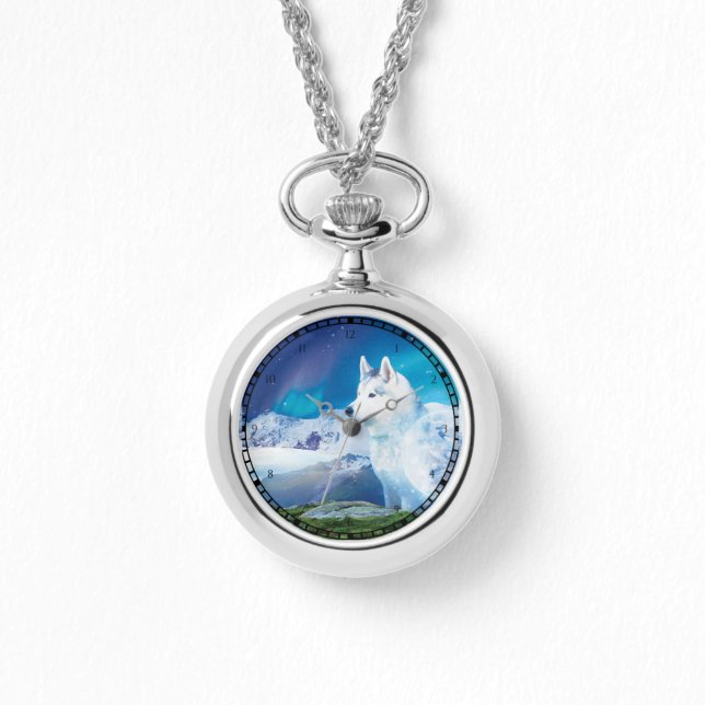 Personalisierter Husky-Hund Armbanduhr (Vorderseite)