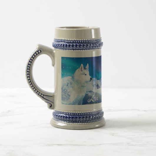 Personalisierter Husky-Hund Bierglas (Links)