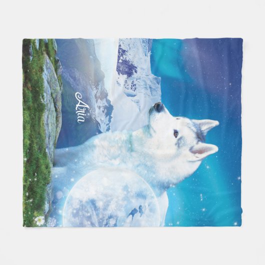 Personalisierter Husky-Hund Fleecedecke (Vorderseite (Horizontal))