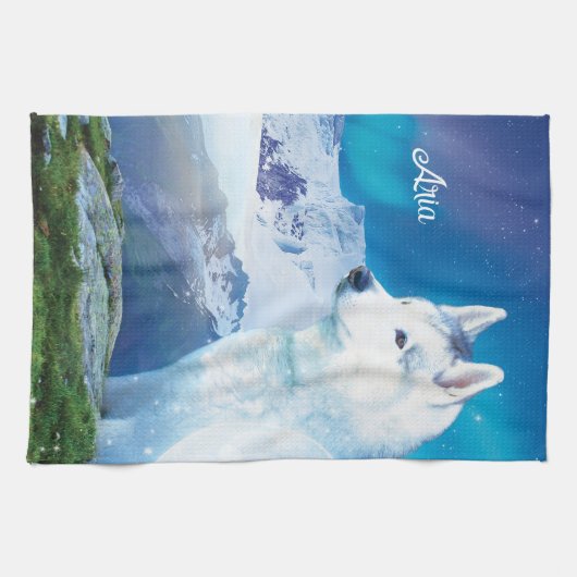 Personalisierter Husky-Hund Geschirrtuch (Horizontal)