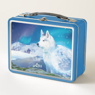 Personalisierter Husky-Hund Metall Brotdose