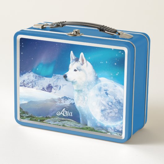 Personalisierter Husky-Hund Metall Brotdose (Vorderseite)