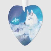 Personalisierter Husky-Hund Ornament (Vorderseite)