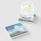 Personalisierter Husky-Hund Steinuntersetzer (Seitenansicht)