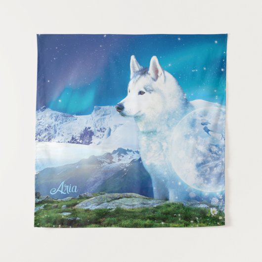 Personalisierter Husky-Hund Wandteppich (Vorderseite)