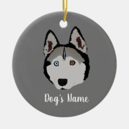 Personalisierter Husky mit verschiedenen Augenfarb Keramik Ornament