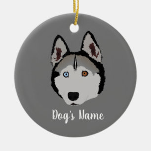 Personalisierter Husky mit verschiedenen Augenfarb Keramik Ornament