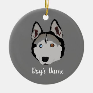 Personalisierter Husky mit verschiedenen Augenfarb Keramik Ornament