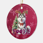 Personalisierter Husky Weihnachtsgebäck Keramik Ornament (Links)