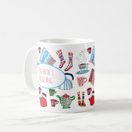 Personalisierter Hyge Hand gezogener Retro-Winterk Kaffeetasse (Vorderseite Links)