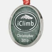 Personalisierter iClimb Colorado Rocky Mountain Silbernes Ornament (Links)