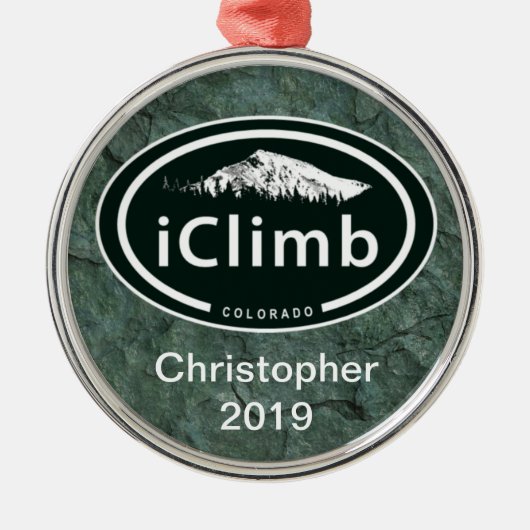 Personalisierter iClimb Colorado Rocky Mountain Silbernes Ornament (Vorne)