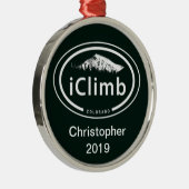 Personalisierter iClimb Colorado Rocky Mountain Silbernes Ornament (Rechts)