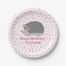 Personalisierter Igel Birthday Paperplate