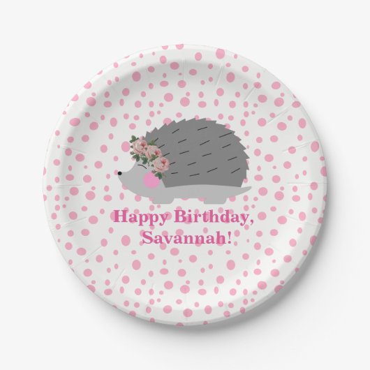 Personalisierter Igel Birthday Paperplate Pappteller (Vorderseite)