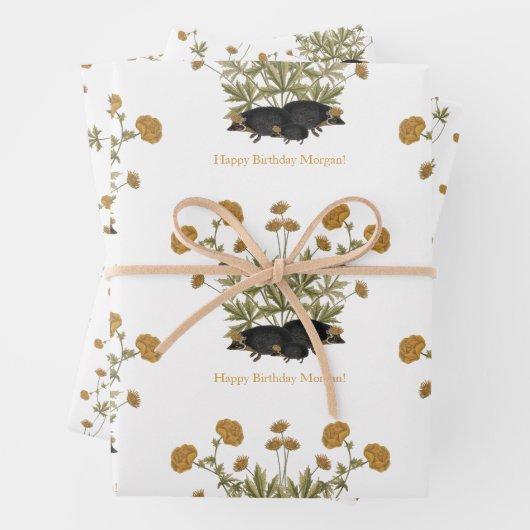 Personalisierter Igel Hütte-Kern Botanisch Geschenkpapier Set (Beispiel)