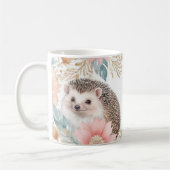 Personalisierter Igel und Blumenrahmen Kaffeetasse (Links)