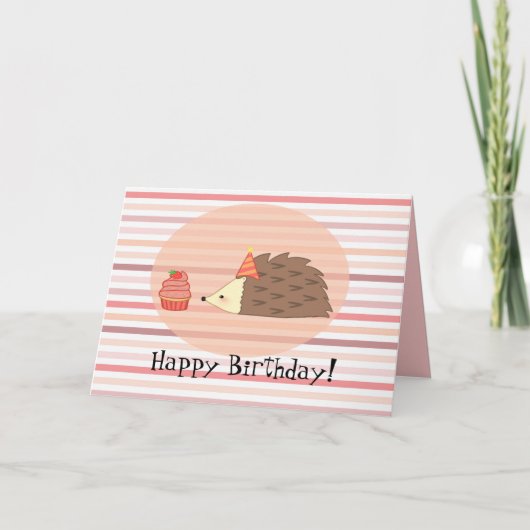 Personalisierter Igel und Cupcake Karte (Vorderseite)