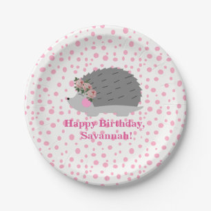Personalisierter Igels-Geburtstag Paperplate Pappteller